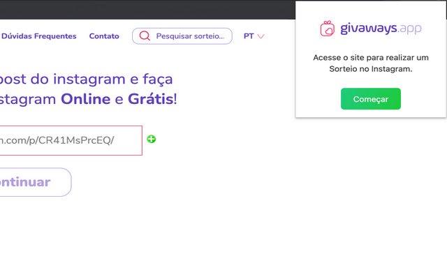 Hediyeler App Sorteios Grátis, OffiDocs Chromium çevrimiçi ile çalıştırılacak Chrome web mağazasından Instagram yok