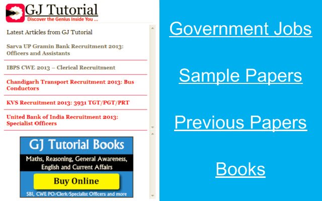 GJ Tutorial Government Jobs in India  from Chrome web store to be run with OffiDocs Chromium online