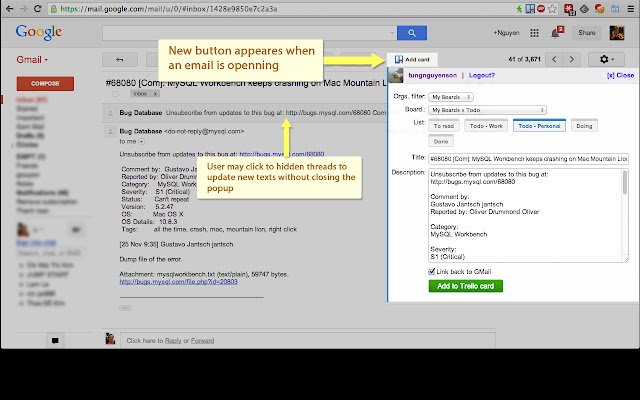 Gmail 2 Trello  from Chrome web store to be run with OffiDocs Chromium online