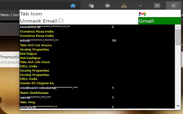 Gmail Analyzer  from Chrome web store to be run with OffiDocs Chromium online