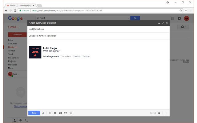 Gmail Signature  from Chrome web store to be run with OffiDocs Chromium online