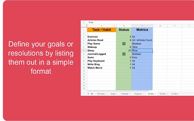 Goals Tracker  from Chrome web store to be run with OffiDocs Chromium online