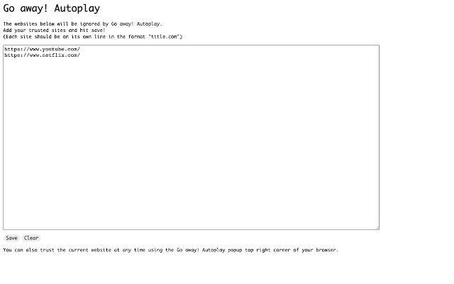 Go Away! Autoplay  from Chrome web store to be run with OffiDocs Chromium online