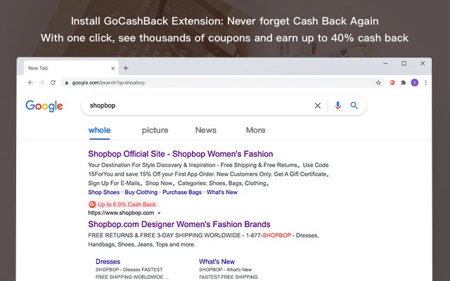 GoCashBack: Deals, Rebates, Savings Extension  from Chrome web store to be run with OffiDocs Chromium online