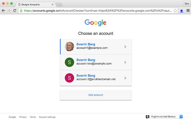 Google Account Chooser  from Chrome web store to be run with OffiDocs Chromium online