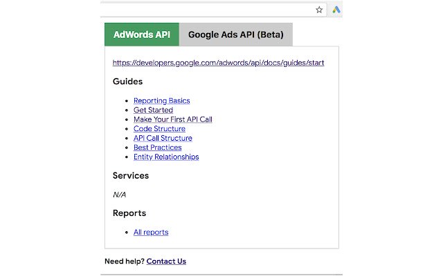 Google Ads API Web Navi da Chrome Web Store para ser executado com OffiDocs Chromium on-line