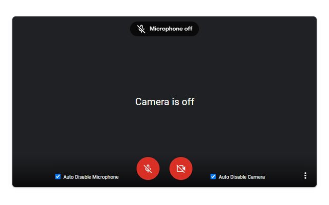 Google Meet Auto Disable Mic/Cam  from Chrome web store to be run with OffiDocs Chromium online