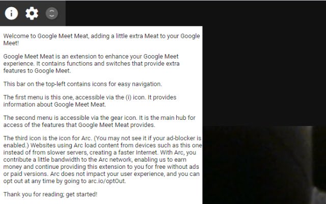 Google Meet Meat aus dem Chrome-Webshop soll mit OffiDocs Chromium online ausgeführt werden