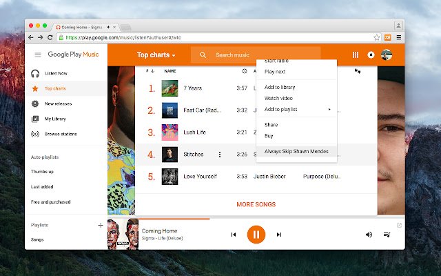 Google Music Artist Skipper  from Chrome web store to be run with OffiDocs Chromium online