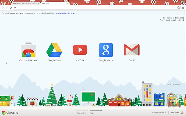 Tema do Google Santa Tracker 2012 da Chrome Web Store para ser executado com o OffiDocs Chromium online