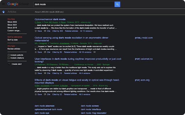 Google Scholar DarkMode  from Chrome web store to be run with OffiDocs Chromium online