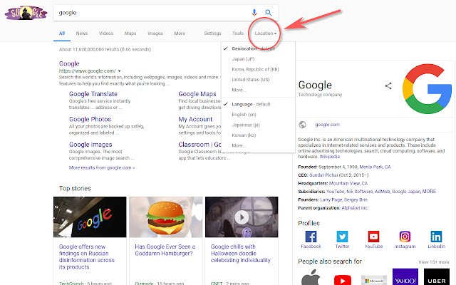 Google Search Geolocation  Language Change  from Chrome web store to be run with OffiDocs Chromium online