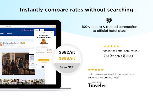 Gopher: Cash Back from Hotels + See Discounts  from Chrome web store to be run with OffiDocs Chromium online