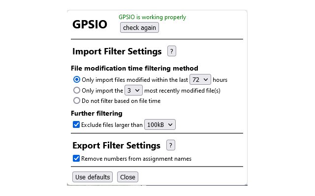 gpsio  from Chrome web store to be run with OffiDocs Chromium online