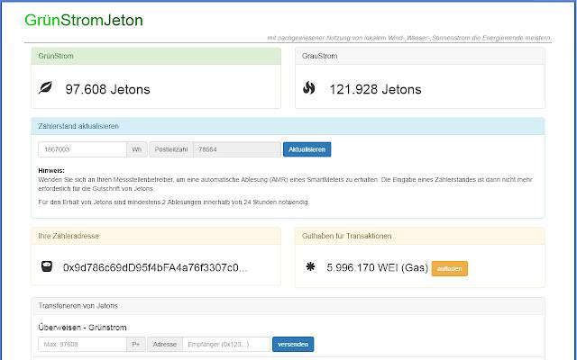 GrünStromJeton aus dem Chrome-Webstore soll mit OffiDocs Chromium online betrieben werden