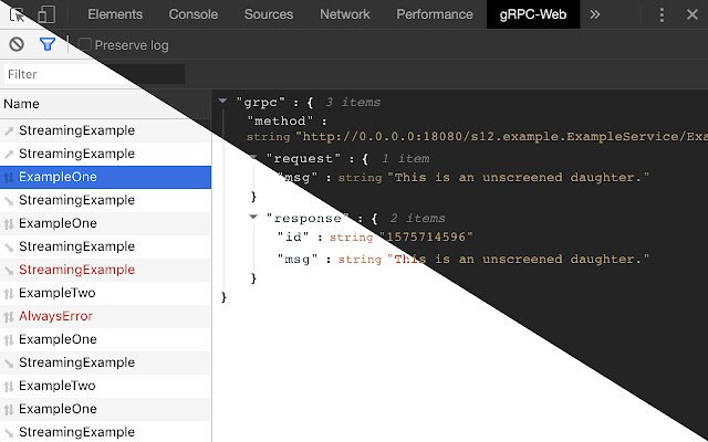 Chrome Web ストアの gRPC Gateway 開発者ツールを OffiDocs Chromium online で実行する