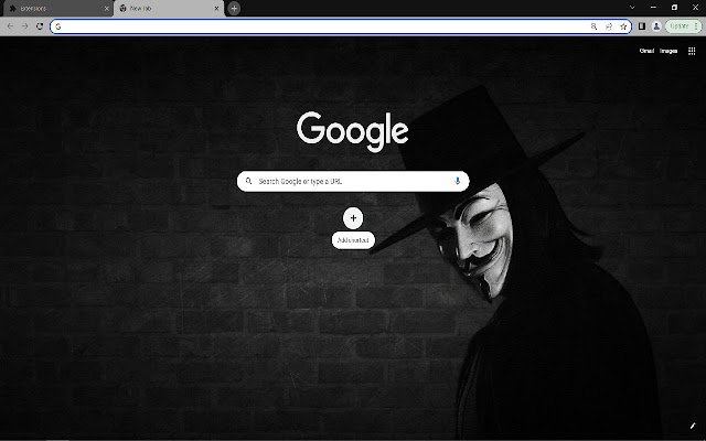 Guy Fawkes mask Browser Theme  from Chrome web store to be run with OffiDocs Chromium online