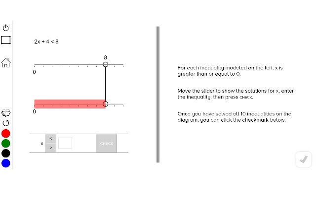 Guzinta Math: Linear Inequalities  from Chrome web store to be run with OffiDocs Chromium online