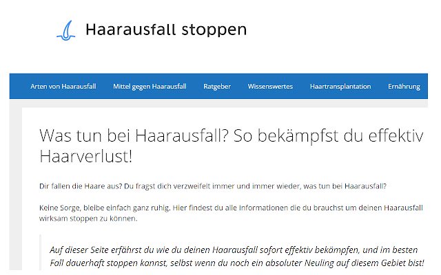 Haarausfall stoppen  from Chrome web store to be run with OffiDocs Chromium online