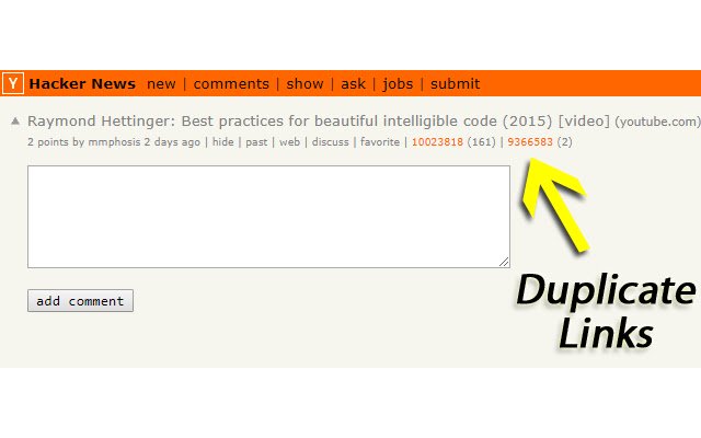 Hacker News Duplicate Detector dal negozio web di Chrome da eseguire con OffiDocs Chromium online