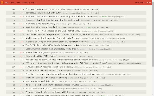 Hacker News, Enhanced  from Chrome web store to be run with OffiDocs Chromium online