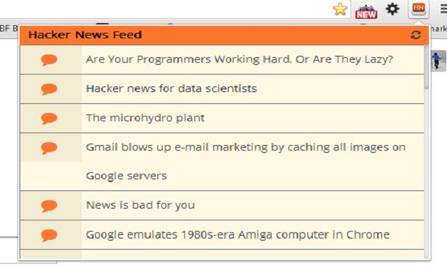 Hacker News Feed  from Chrome web store to be run with OffiDocs Chromium online