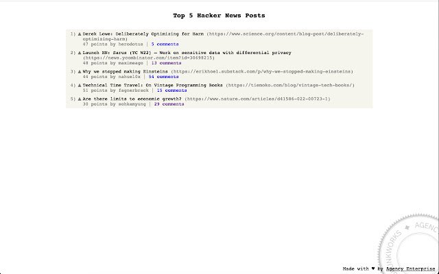 Hacker News New Tab Page  from Chrome web store to be run with OffiDocs Chromium online