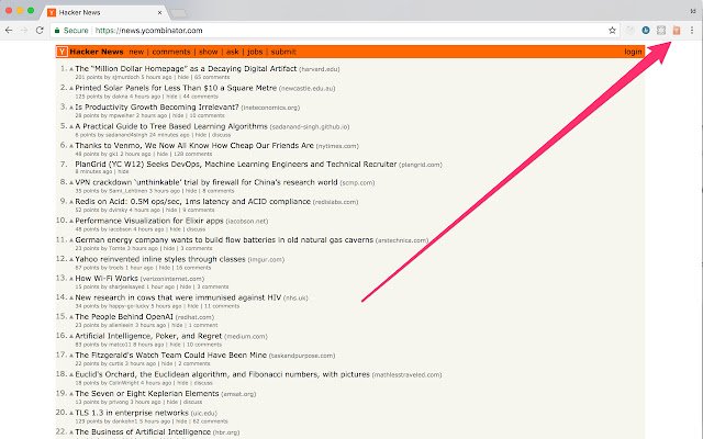 Hacker News Stack  from Chrome web store to be run with OffiDocs Chromium online