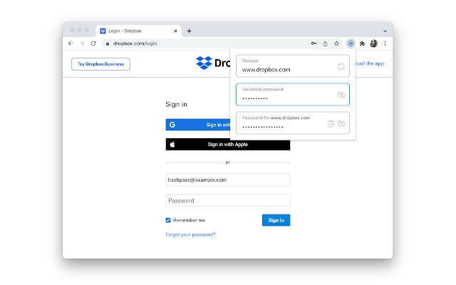 Hashpass  from Chrome web store to be run with OffiDocs Chromium online