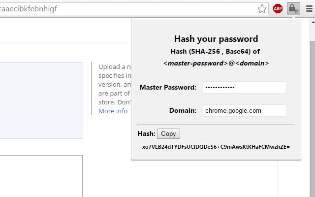 Hash your password  from Chrome web store to be run with OffiDocs Chromium online