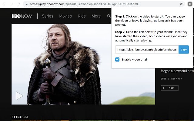 HBO Sync depuis la boutique en ligne Chrome doit être exécuté avec OffiDocs Chromium en ligne