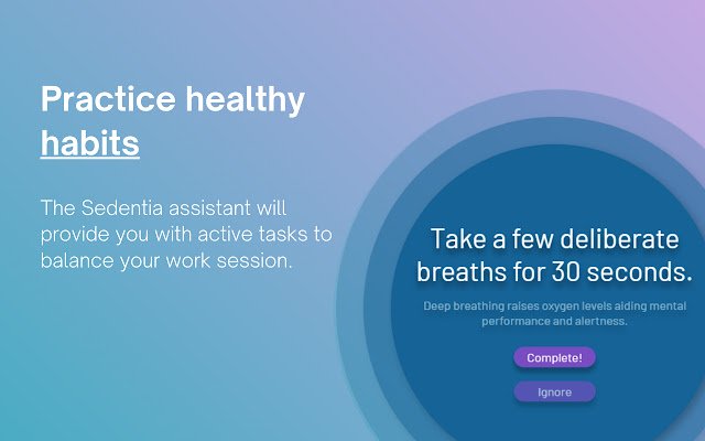 Health  Lifestyle Assistant Sedentia  from Chrome web store to be run with OffiDocs Chromium online