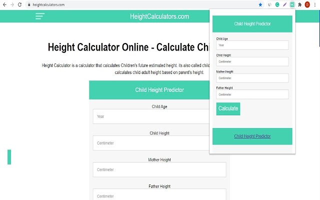 Height Calculator Online  from Chrome web store to be run with OffiDocs Chromium online