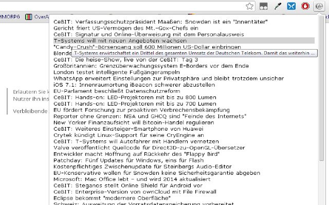 heise Newsticker  from Chrome web store to be run with OffiDocs Chromium online