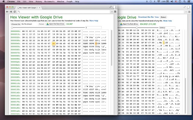 Hex Viewer with Drive  from Chrome web store to be run with OffiDocs Chromium online