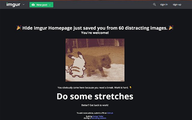 Hide imgur homepage  from Chrome web store to be run with OffiDocs Chromium online