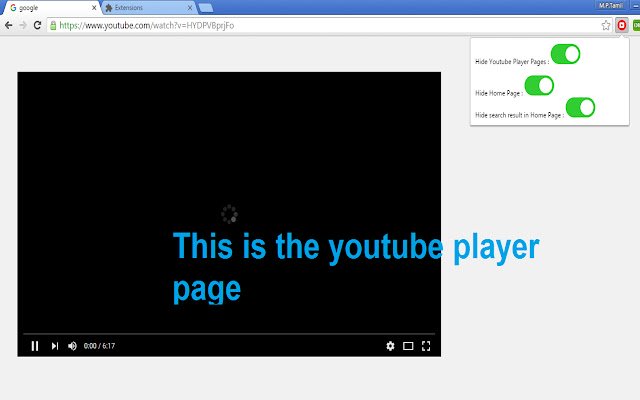 Hide Youtube  from Chrome web store to be run with OffiDocs Chromium online