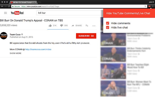 Hide YouTube Comments, Live Chat,  Related  from Chrome web store to be run with OffiDocs Chromium online