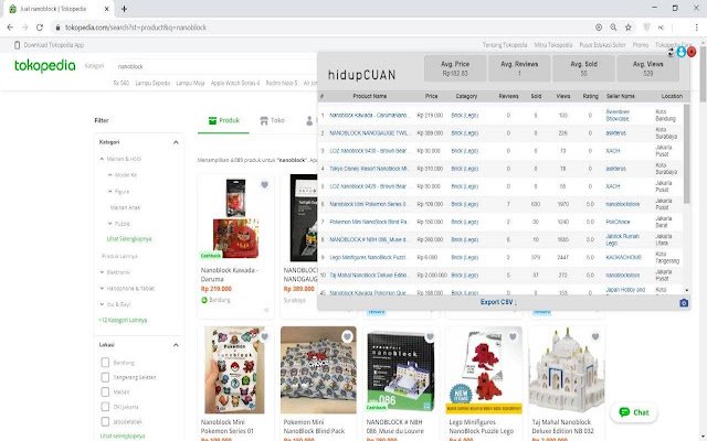 Hidup Cuan Scraper Tokopedia  from Chrome web store to be run with OffiDocs Chromium online