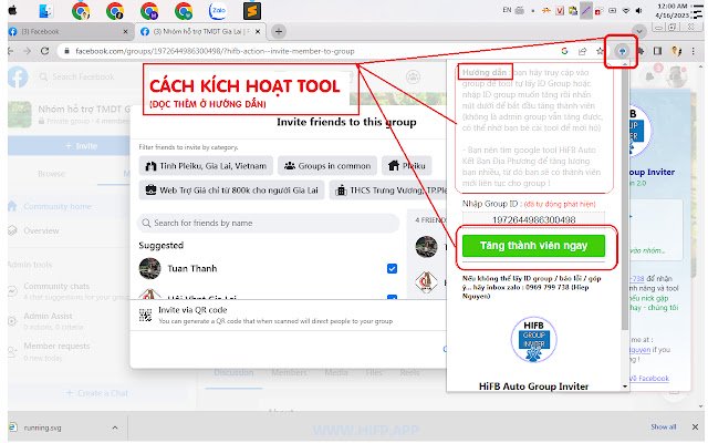 HiFB Auto Group Inviter Mời nhóm Facebook  from Chrome web store to be run with OffiDocs Chromium online