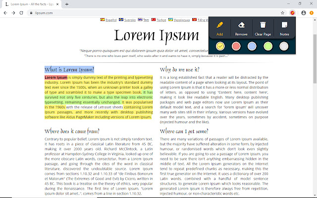 Highlighter + Notes  from Chrome web store to be run with OffiDocs Chromium online