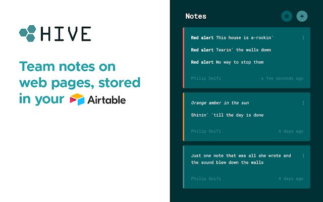 Нотатки Hive із веб-магазину Chrome, які можна запускати за допомогою OffiDocs Chromium онлайн