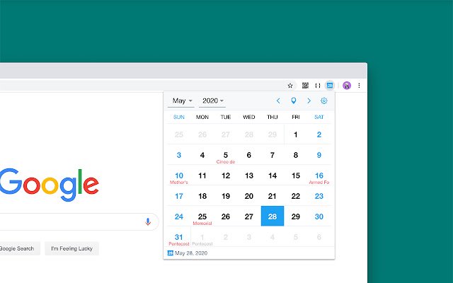 Holiday Calendar  from Chrome web store to be run with OffiDocs Chromium online