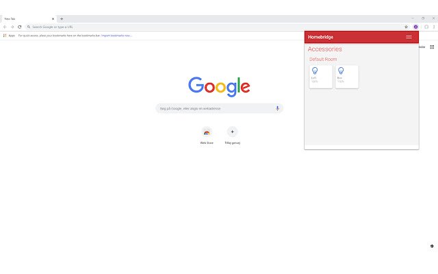 HomeBridge Popup UI  from Chrome web store to be run with OffiDocs Chromium online