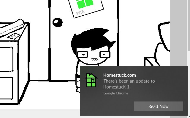 Trình thông báo Homestuck từ cửa hàng Chrome trực tuyến sẽ được chạy với OffiDocs Chromium trực tuyến