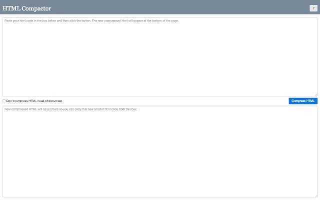 HTML Compactor  from Chrome web store to be run with OffiDocs Chromium online