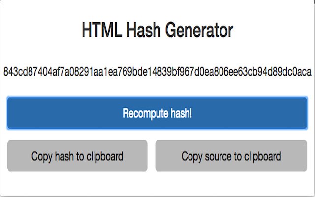 HTML Hash Generator  from Chrome web store to be run with OffiDocs Chromium online