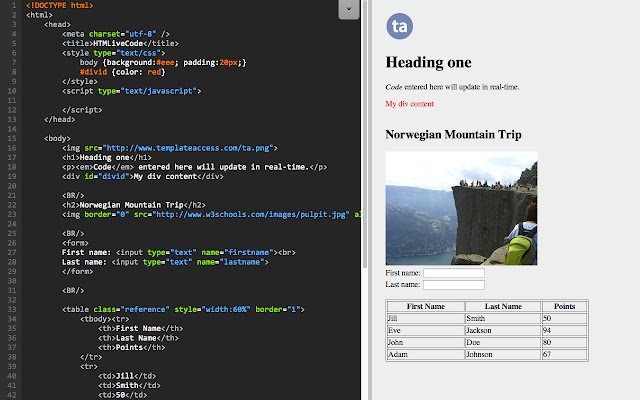 HTML Live  from Chrome web store to be run with OffiDocs Chromium online