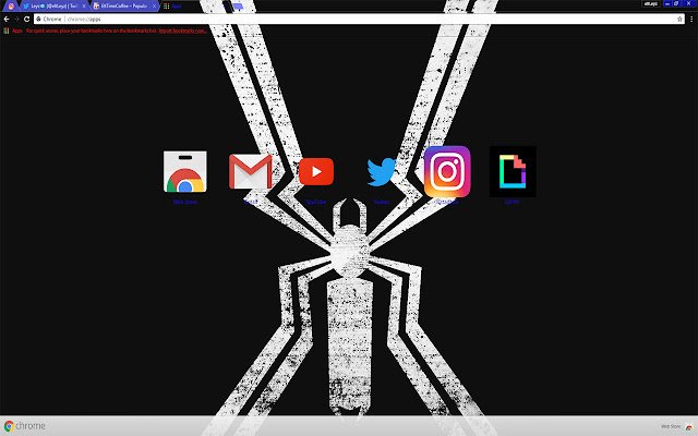 Huge White Venom symbol on a Black Background  from Chrome web store to be run with OffiDocs Chromium online