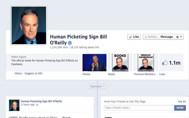 Human Picketing Sign Bill OReilly  from Chrome web store to be run with OffiDocs Chromium online